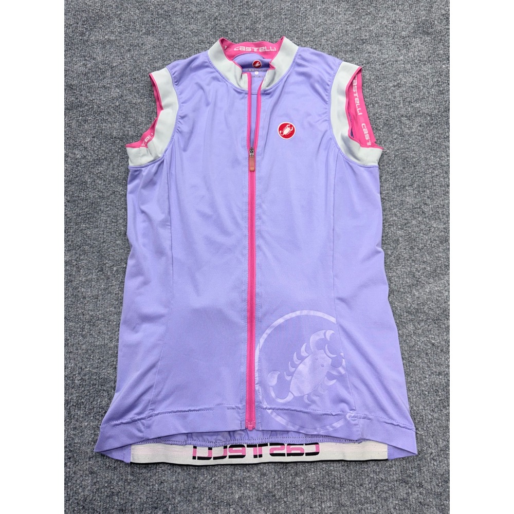 Castelli Womens Cycling Vest Purple Pink Full Zip Sleeveless Jersey Gilet Large